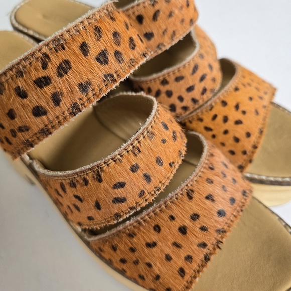 Jeffrey Campbell UO faux calf hair leather wooden platform slip on clogs sz 8 - Picture 2 of 6